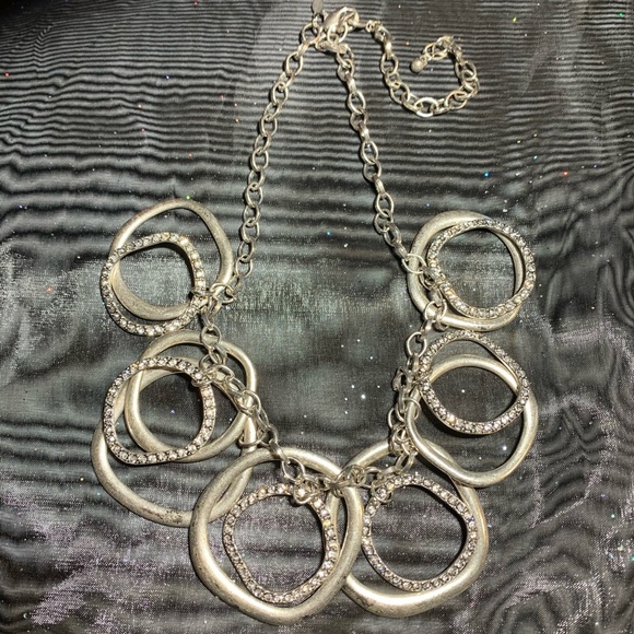 Weighted Silver necklace Rhinestones adjustable - Picture 3 of 4